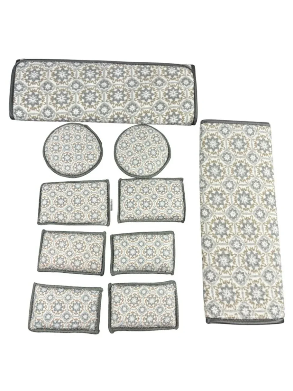 Campanelli 10 Pcs Diamond Fiber Scrubbing Sponge Cleaning Set w Drying Mats NEW